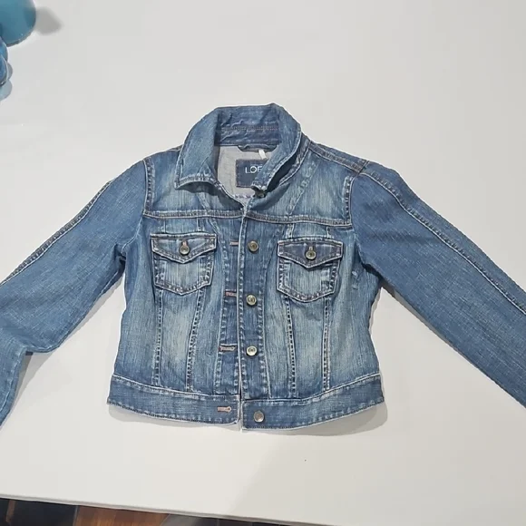 Cropped Womens Jean Jacket." Loft" Sz 0 Sz Xs - Picture 1 of 5